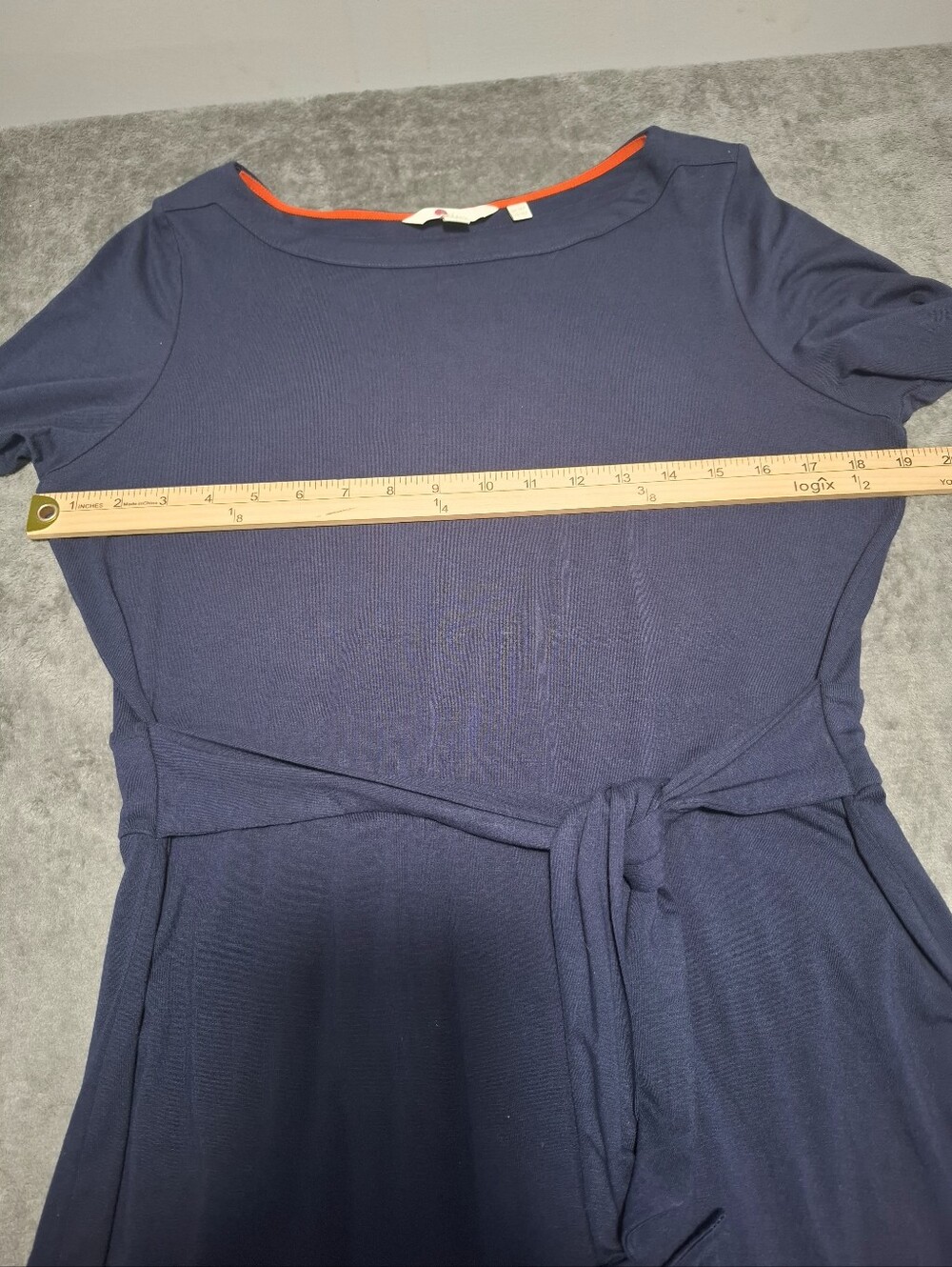 Boden Women’s Navy Sylvia Tie Jersey Knit 3/4 Sleeves Mini Tunic Dress soft 10P - Picture 7 of 11
